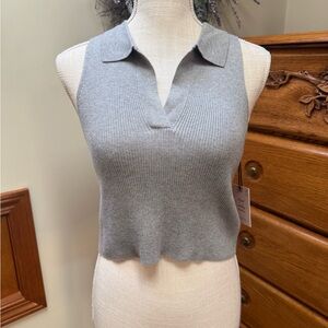 Sincerely Jules Gray Knit Collared Tank Top